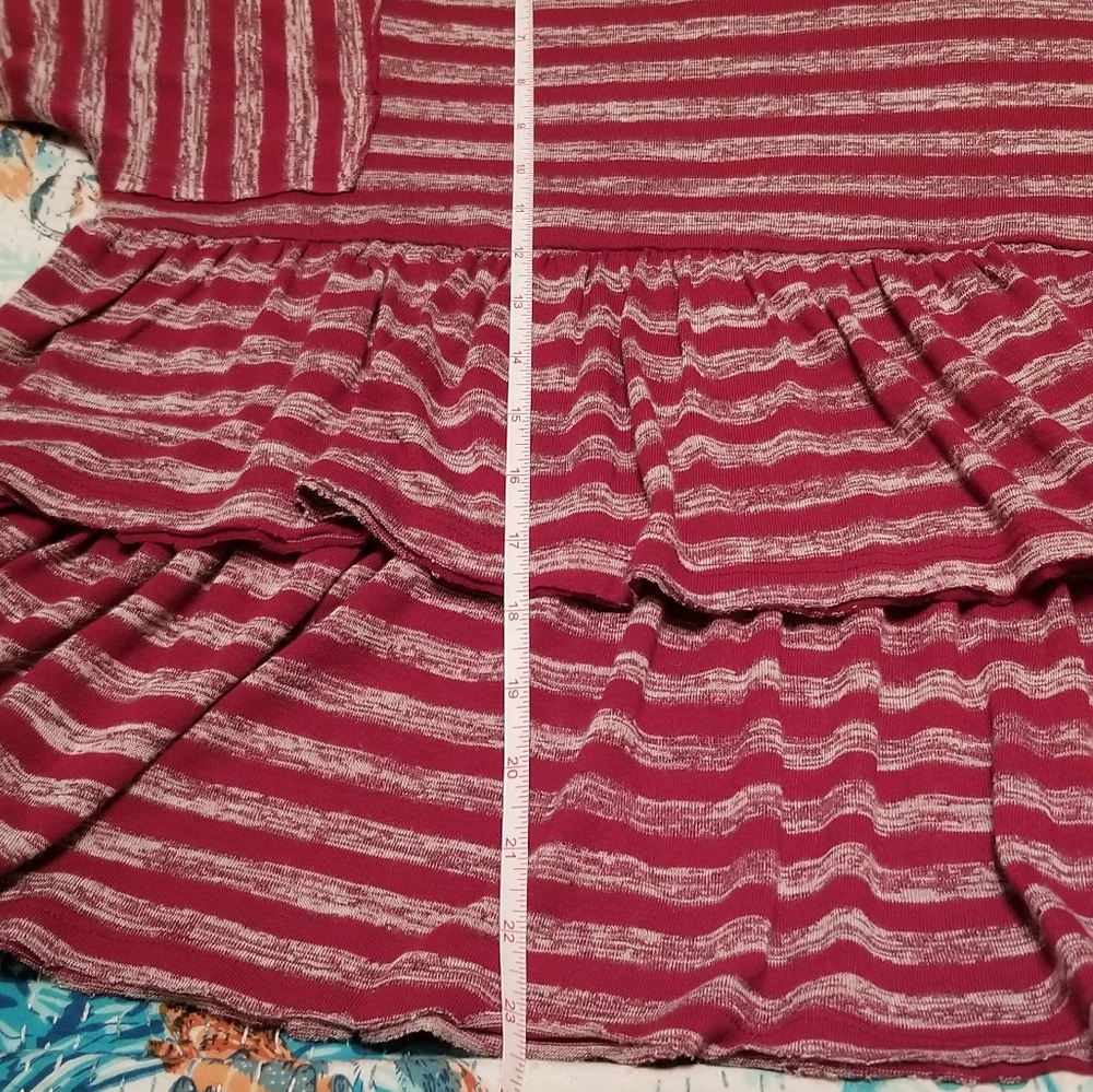 Umgee Heather Gray and Red Striped Ruffle Top - Picture 5 of 10